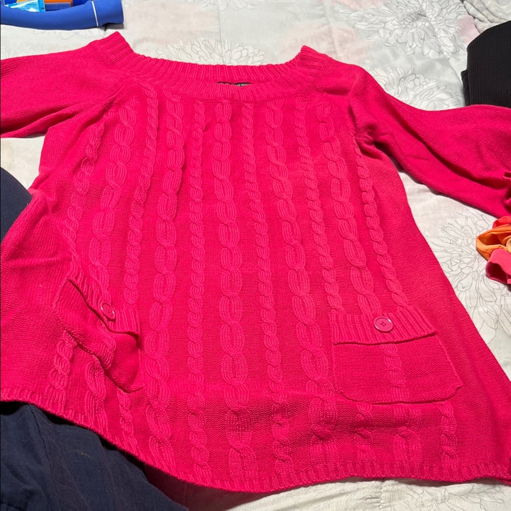 Vibrant Pink Cable Knit Sweater - Picture 1 of 4
